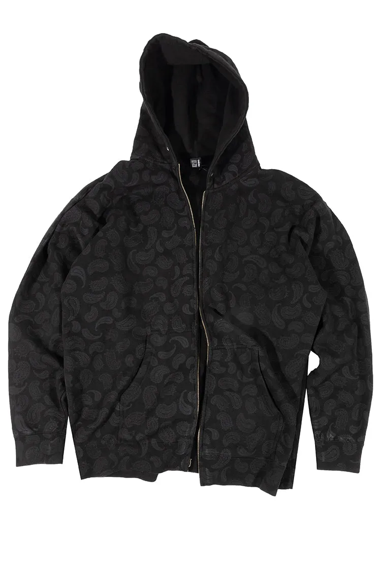 The Hundreds Paisley Zip-Up Sweatjacke Schwarz XL Vintage