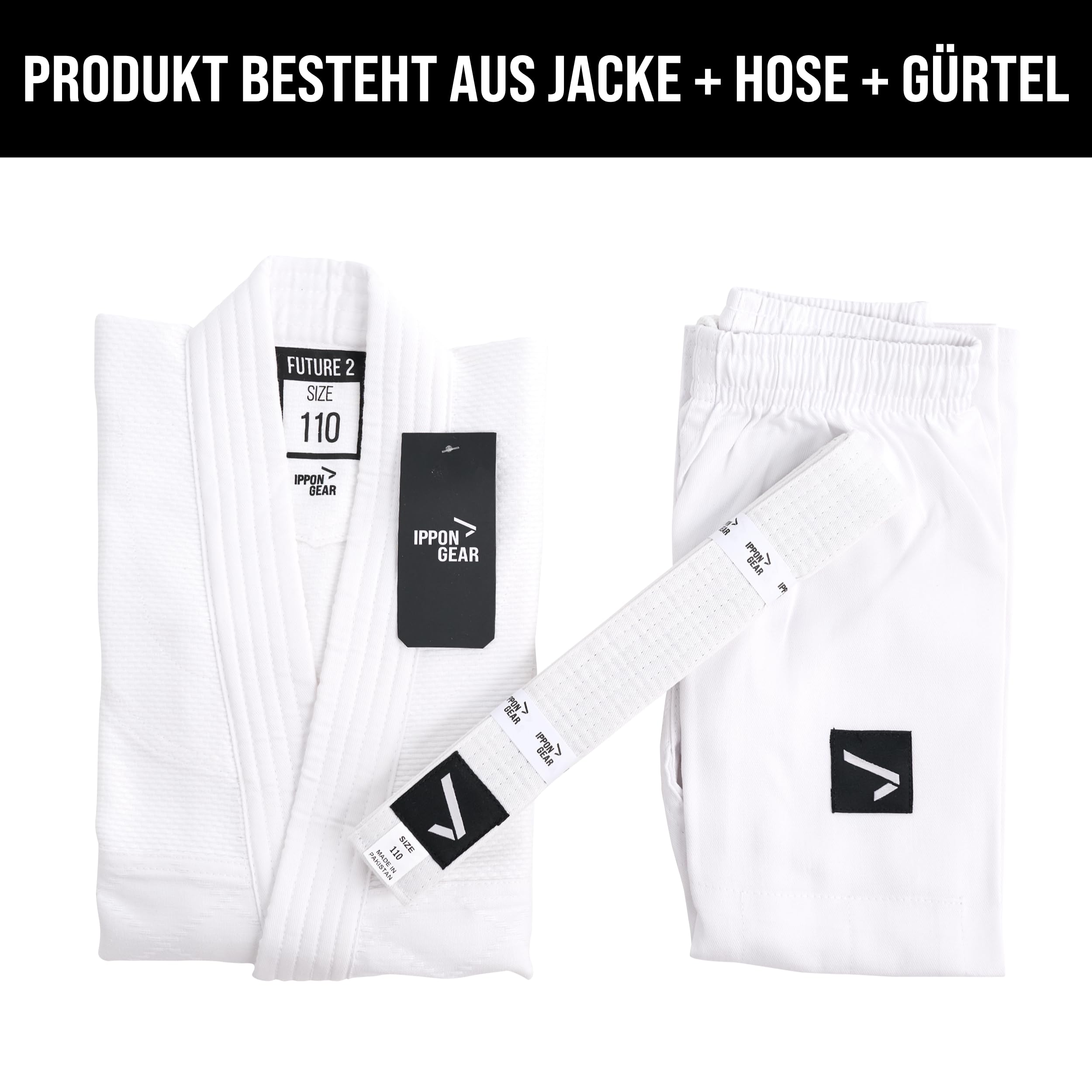 Ippon Gear Future 2 Judoanzug 110 weiss mit Gürtel