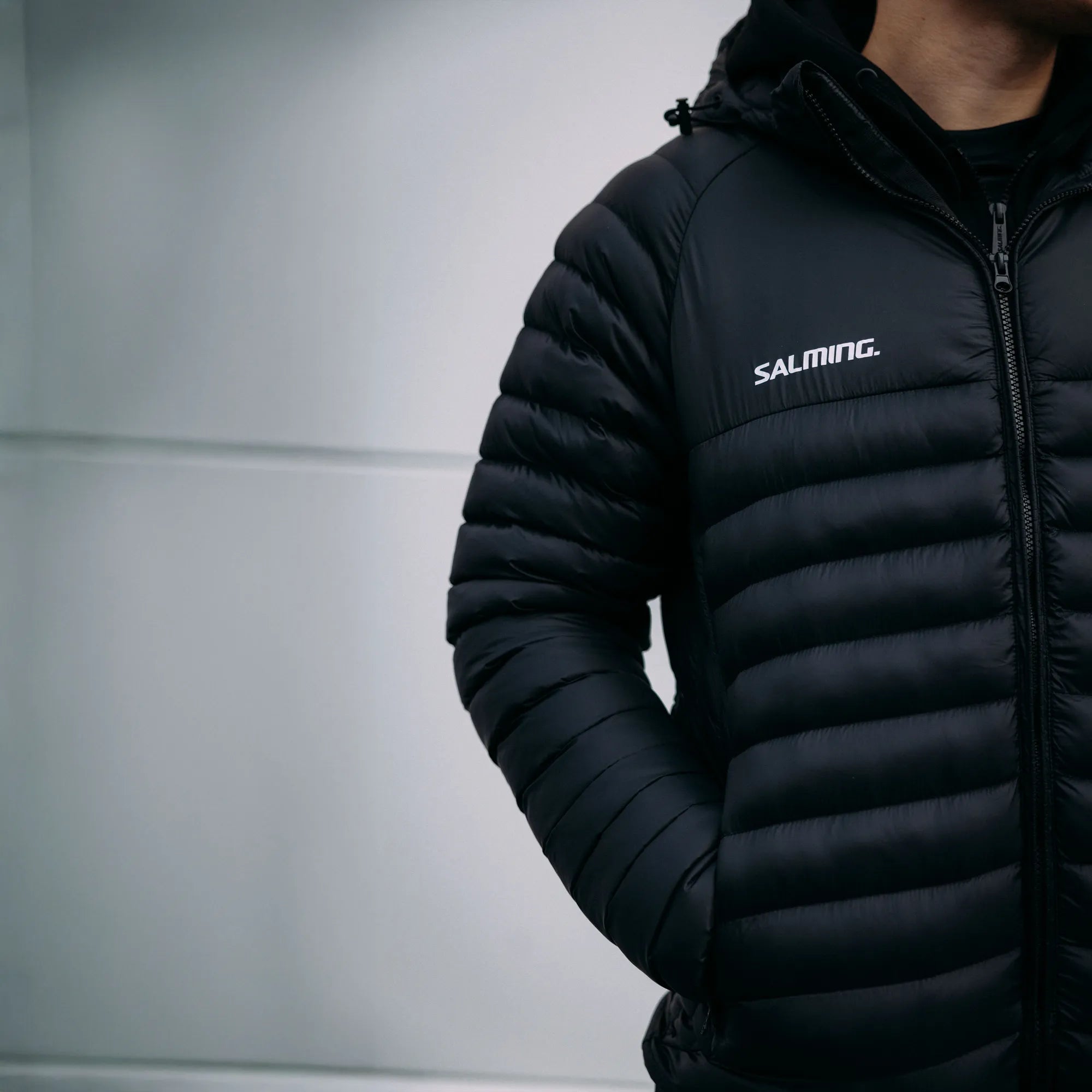 Salming Core Jacket Steppjacke Schwarz Kapuze