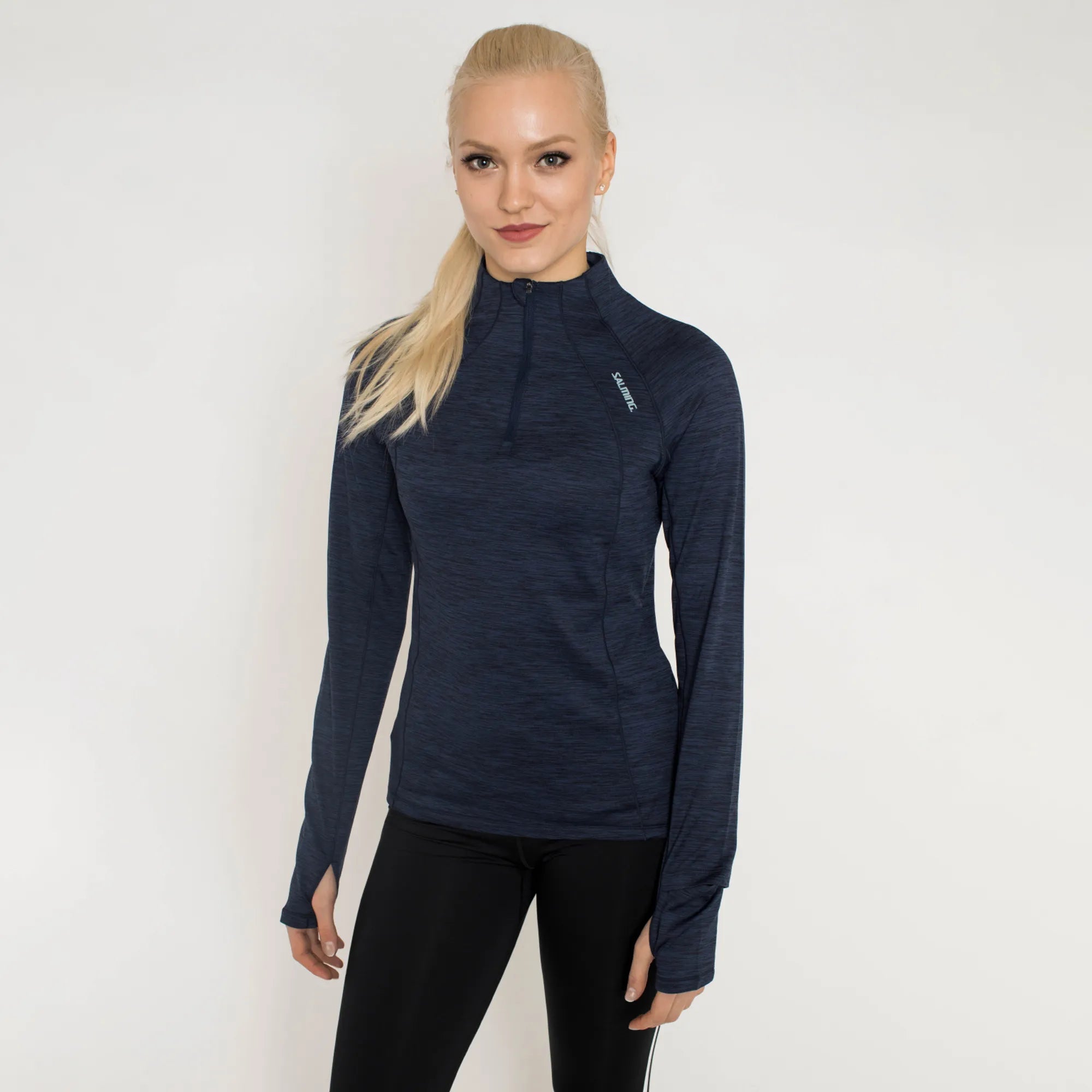 Salming Norrviken Halfzip Laufshirt Damen M schwarz
