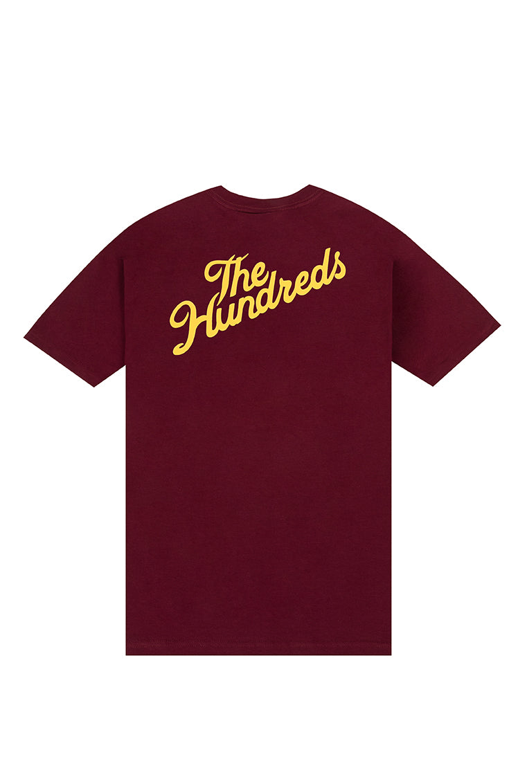 The Hundreds Graphic Tees Slant Crest T-Shirt Burgundy Print