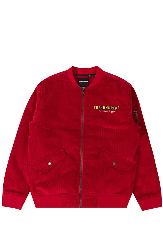 The Hundreds Buffalo Bomberjacke Rot Cord Stickerei