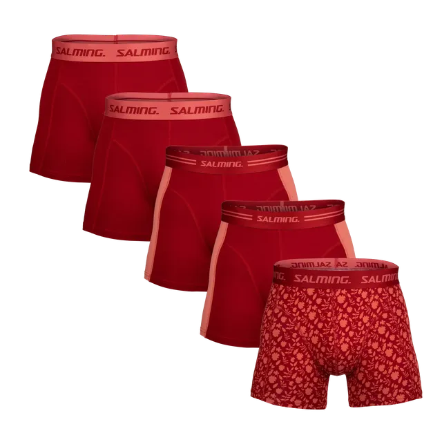 Salming 5-Pack Bamboo Boxer Boxershorts XS Rot