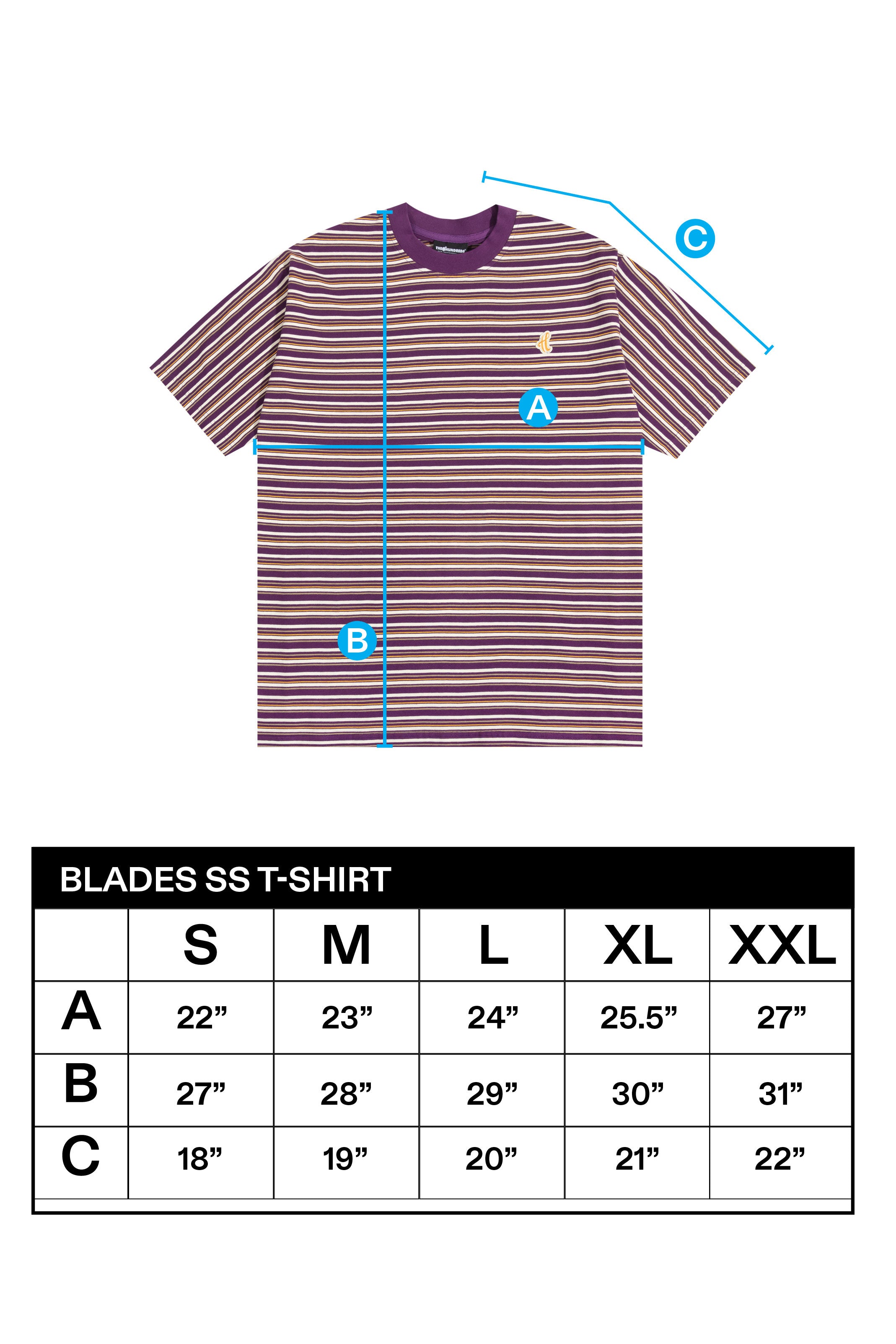 The Hundreds Blades Striped T-Shirt Herren Navy L Baumwolle