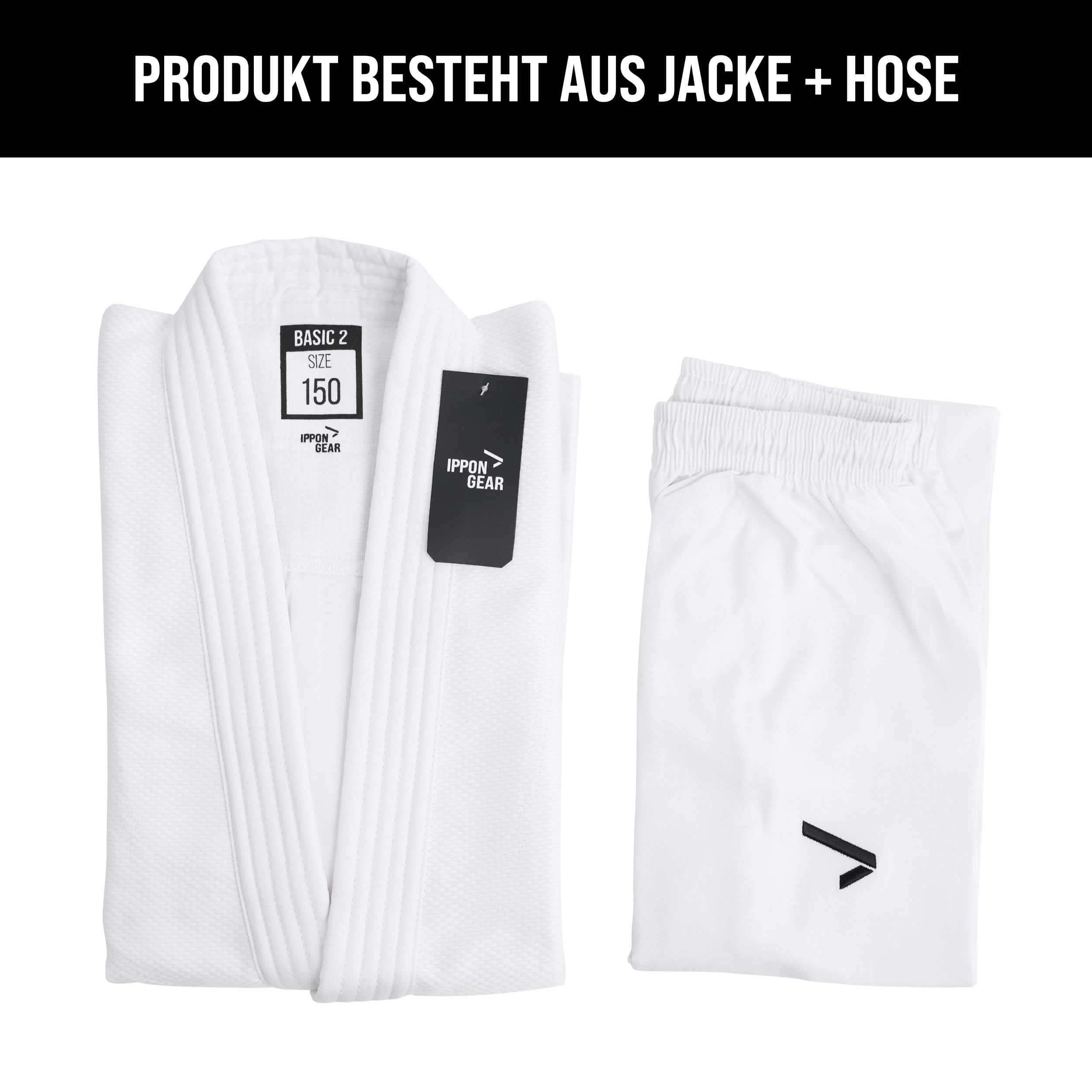 Ippon Gear Basic 2 Judoanzug 140 weiss 500 g
