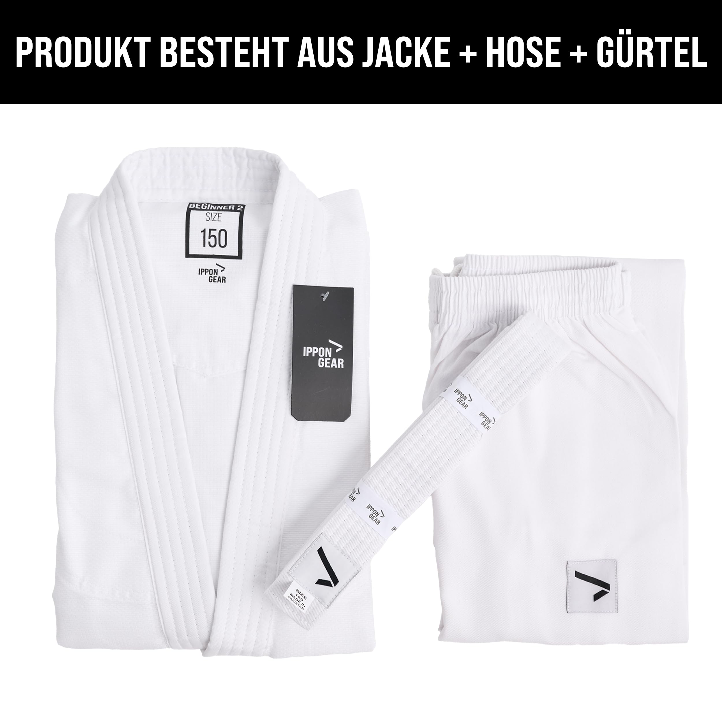 Ippon Gear Beginner 2 Judoanzug 130 weiss mit Gürtel